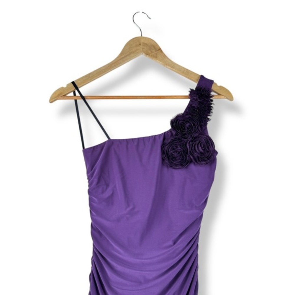 Y2K Deb Bodycon Mini Dress Juniors Size Small Clubwear Party Ruched Rosette - Picture 8 of 9